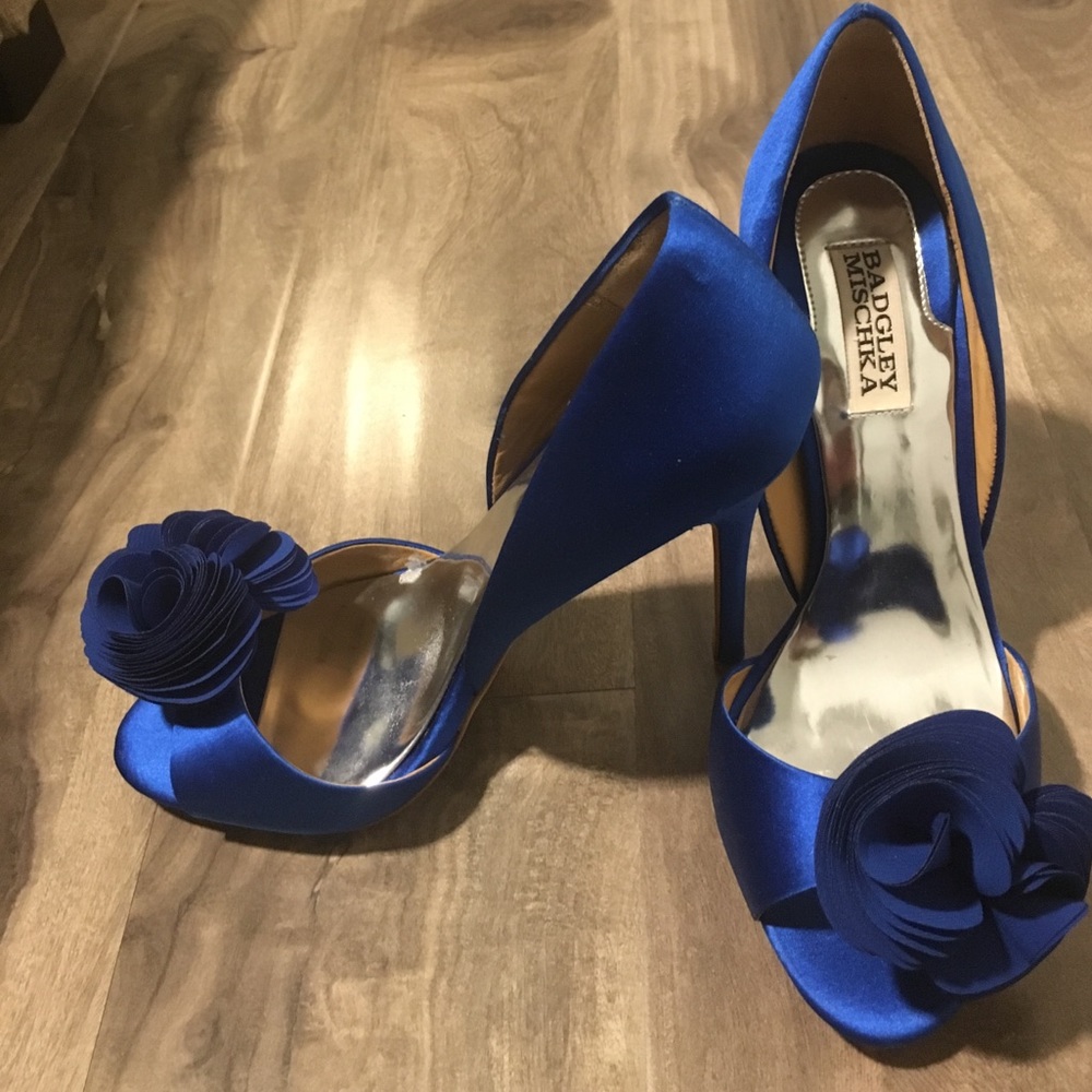 Badgley Mischka Blossom Cobalt Blue Open Toe Shoes
